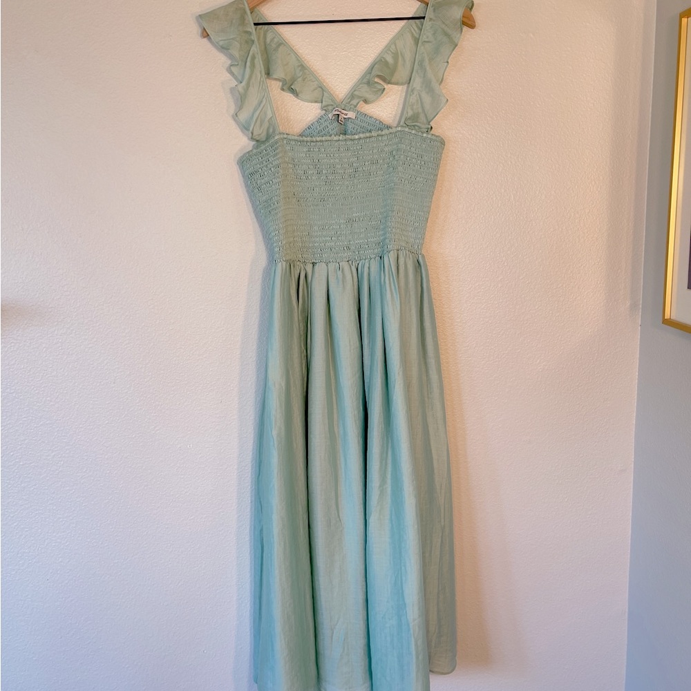 Madewell Flutter Sleeve Mint Midi Dress (Size M)